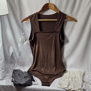 3 Pack Black/Brown/Creme Sleeveless Shaper Bodysuits